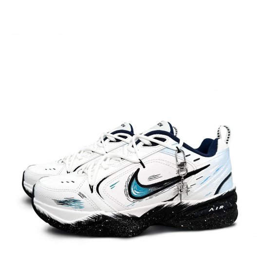 [ CUSTOM ] Air Monarch 4 Wave Design White/Black/Blue Sky